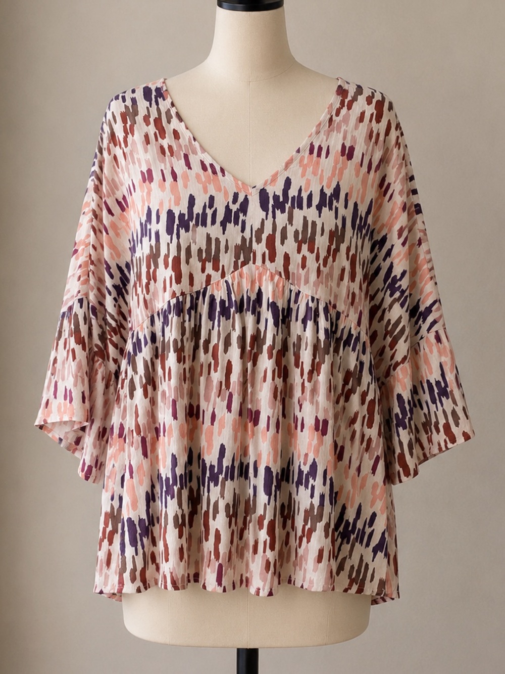 ANDREE BY UNIT Blush Multi V-Neck Peasant Tunic